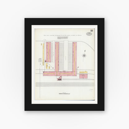 Old map wall art mockup — black gallery frame with white mat — Sanborn Fire Insurance Map from Depew, Erie County, New York (1900), Sheet #0013