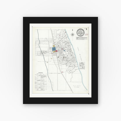 Old map wall art mockup — black gallery frame with white mat — Sanborn Fire Insurance Map from Lake Forest, Lake County, Illinois (1909) - Complete Map Set