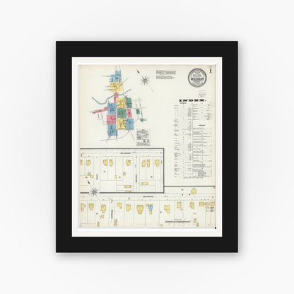 Old map wall art mockup — black gallery frame with white mat — Sanborn Fire Insurance Map from Woodbury, Gloucester County, New Jersey (1902) - Complete Map Set