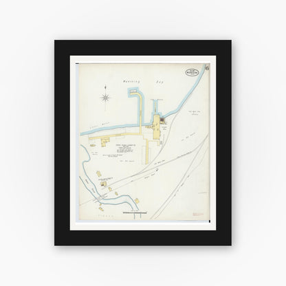 Old map wall art mockup — black gallery frame with white mat — Sanborn Fire Insurance Map from Munising, Alger County, Michigan (1897), Sheet #0006