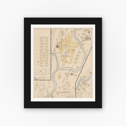 Old map wall art mockup — black gallery frame with white mat — Sanborn Fire Insurance Map from Sheffield, Warren County, Pennsylvania (1922), Sheet #0008
