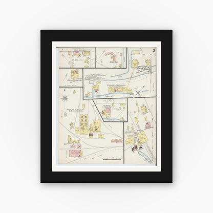Old map wall art mockup — black gallery frame with white mat — Sanborn Fire Insurance Map from Canal Dover, Tuscarawas County, Ohio (1887), Sheet #0003