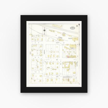 Old map wall art mockup — black gallery frame with white mat — Sanborn Fire Insurance Map from Reinbeck, Grundy County, Iowa (1911), Sheet #0002