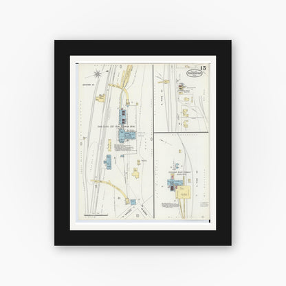Old map wall art mockup — black gallery frame with white mat — Sanborn Fire Insurance Map from Ishpeming, Marquette County, Michigan (1897), Sheet #0015