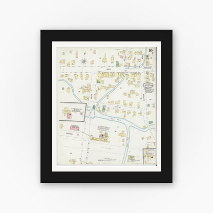 Old map wall art mockup — black gallery frame with white mat — Sanborn Fire Insurance Map from Cortland, Cortland County, New York (1897), Sheet #0016