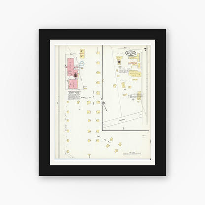 Old map wall art mockup — black gallery frame with white mat — Sanborn Fire Insurance Map from Smithfield, Johnston County, North Carolina (1915), Sheet #0007