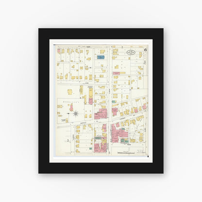 Old map wall art mockup — black gallery frame with white mat — Sanborn Fire Insurance Map from Salem, Columbiana County, Ohio (1903), Sheet #0006