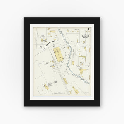Old map wall art mockup — black gallery frame with white mat — Sanborn Fire Insurance Map from Nacogdoches, Nacogdoches County, Texas (1896), Sheet #0003