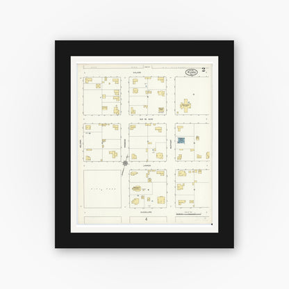 Old map wall art mockup — black gallery frame with white mat — Sanborn Fire Insurance Map from Runge, Karnes County, Texas (1912), Sheet #0002