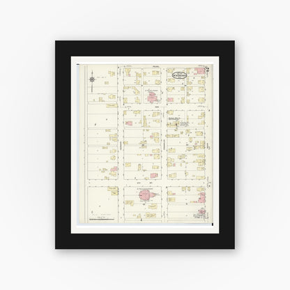 Old map wall art mockup — black gallery frame with white mat — Sanborn Fire Insurance Map from New Bremen, Auglaize County, Ohio (1914), Sheet #0002