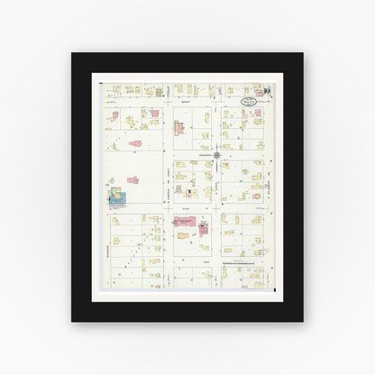 Old map wall art mockup — black gallery frame with white mat — Sanborn Fire Insurance Map from Niles, Berrien County, Michigan (1914), Sheet #0010