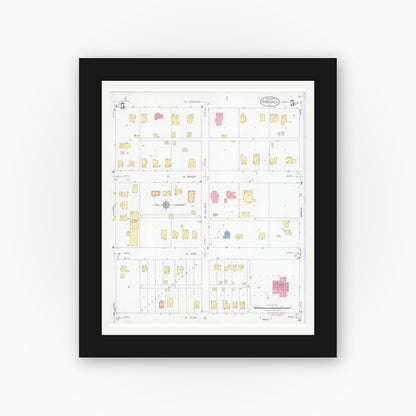 Old map wall art mockup — black gallery frame with white mat — Sanborn Fire Insurance Map from Hinsdale, Du Page And Cook Counties, Illinois (1927), Sheet #0005