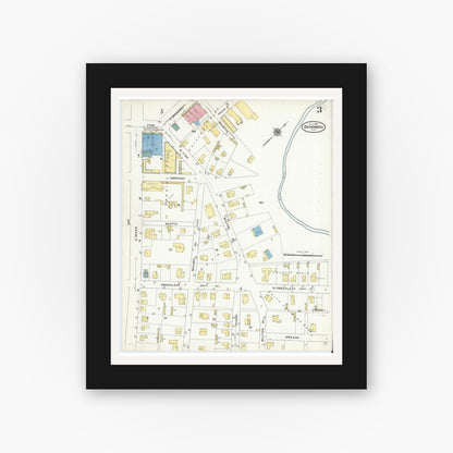 Old map wall art mockup — black gallery frame with white mat — Sanborn Fire Insurance Map from Brownwood, Brown County, Texas (1909), Sheet #0003