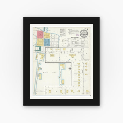 Old map wall art mockup — black gallery frame with white mat — Sanborn Fire Insurance Map from Bradentown, Manatee County, Florida (1911) - Complete Map Set