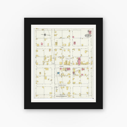 Old map wall art mockup — black gallery frame with white mat — Sanborn Fire Insurance Map from Darlington, Beaver County, Pennsylvania (1921), Sheet #0002