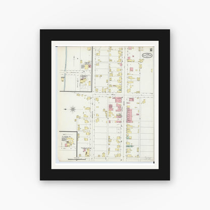 Old map wall art mockup — black gallery frame with white mat — Sanborn Fire Insurance Map from Dalton, Wayne County, Ohio (1896), Sheet #0002