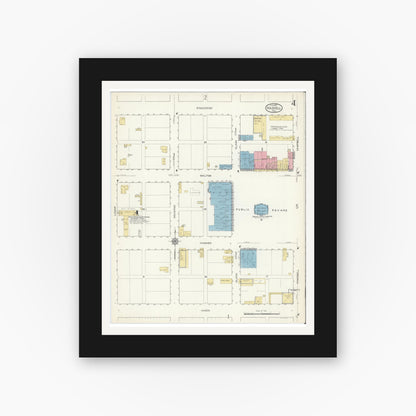 Old map wall art mockup — black gallery frame with white mat — Sanborn Fire Insurance Map from Haskell, Haskell County, Texas (1913), Sheet #0004