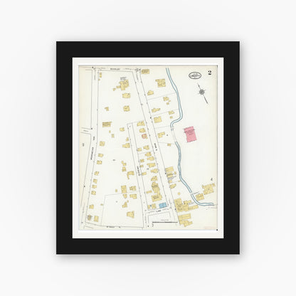 Old map wall art mockup — black gallery frame with white mat — Sanborn Fire Insurance Map from Liberty, Sullivan County, New York (1916) - Complete Map Set