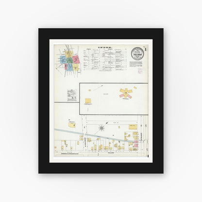 Old map wall art mockup — black gallery frame with white mat — Sanborn Fire Insurance Map from Englewood, Bergen County, New Jersey (1902) - Complete Map Set