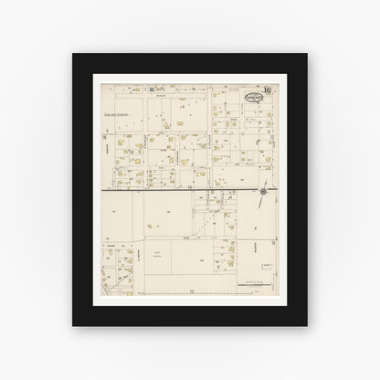 Old map wall art mockup — black gallery frame with white mat — Sanborn Fire Insurance Map from Gonzales, Gonzales County, Texas (1922), Sheet #0016