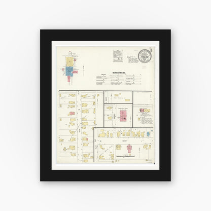 Old map wall art mockup — black gallery frame with white mat — Sanborn Fire Insurance Map from Farmland, Randolph County, Indiana (1911) - Complete Map Set