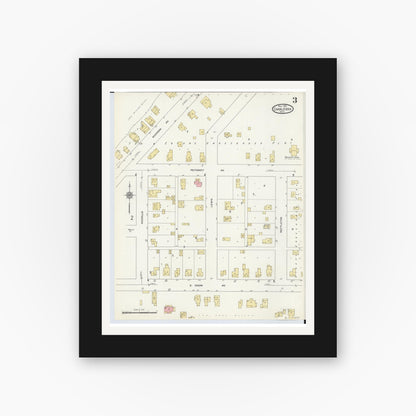 Old map wall art mockup — black gallery frame with white mat — Sanborn Fire Insurance Map from Charlevoix, Charlevoix County, Michigan (1912), Sheet #0003