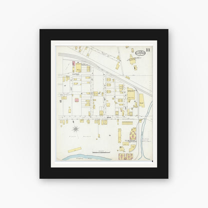 Old map wall art mockup — black gallery frame with white mat — Sanborn Fire Insurance Map from Sharpsburg, Allegheny County, Pennsylvania (1896), Sheet #0011