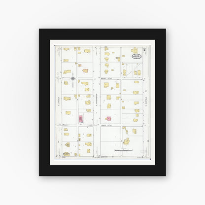 Old map wall art mockup — black gallery frame with white mat — Sanborn Fire Insurance Map from Hinsdale, Du Page And Cook Counties, Illinois (1919), Sheet #0003