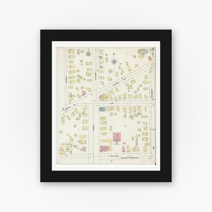 Old map wall art mockup — black gallery frame with white mat — Sanborn Fire Insurance Map from Cortland, Cortland County, New York (1897), Sheet #0003