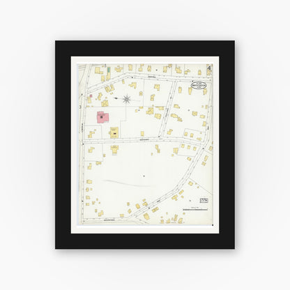 Old map wall art mockup — black gallery frame with white mat — Sanborn Fire Insurance Map from North Easton, Bristol County, Massachusetts (1903), Sheet #0004