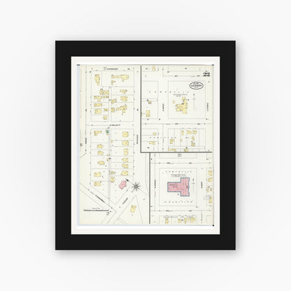 Old map wall art mockup — black gallery frame with white mat — Sanborn Fire Insurance Map from Escanaba, Delta County, Michigan (1906), Sheet #0022