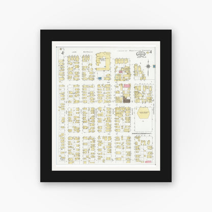 Old map wall art mockup — black gallery frame with white mat — Sanborn Fire Insurance Map from Lakeside, Ottawa County, Ohio (1927), Sheet #0004