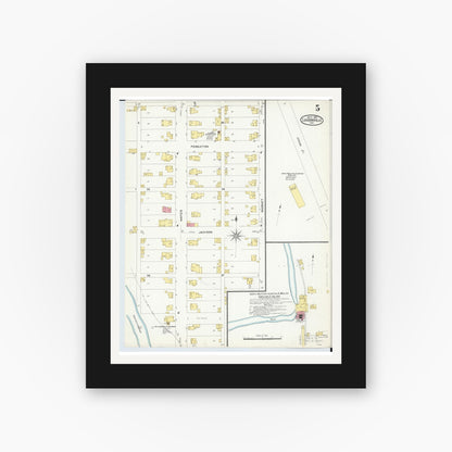 Old map wall art mockup — black gallery frame with white mat — Sanborn Fire Insurance Map from Loudonville, Ashland County, Ohio (1907), Sheet #0005