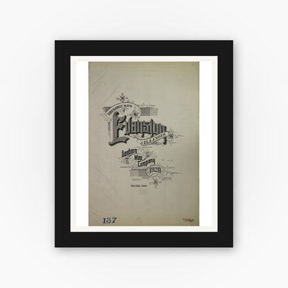 Old map wall art mockup — black gallery frame with white mat — Sanborn Fire Insurance Map from Evanston, Cook County, Illinois (1945), Sheet #0001