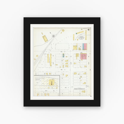 Old map wall art mockup — black gallery frame with white mat — Sanborn Fire Insurance Map from Cisco, Eastland County, Texas (1902), Sheet #0004