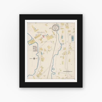 Old map wall art mockup — black gallery frame with white mat — Sanborn Fire Insurance Map from Kailua, Hawaii County, Hawaii (1919), Sheet #0001