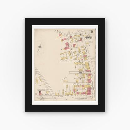 Old map wall art mockup — black gallery frame with white mat — Sanborn Fire Insurance Map from Haverstraw, Rockland County, New York (1921) - Complete Map Set
