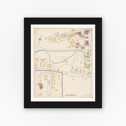 Old map wall art mockup — black gallery frame with white mat — Sanborn Fire Insurance Map from Norwalk, Huron County, Ohio (1922), Sheet #0017
