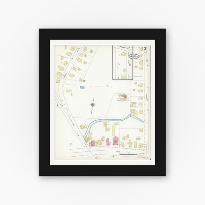 Old map wall art mockup — black gallery frame with white mat — Sanborn Fire Insurance Map from Waterville, Oneida County, New York (1912), Sheet #0003