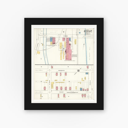Old map wall art mockup — black gallery frame with white mat — Sanborn Fire Insurance Map from Royersford, Montgomery County, Pennsylvania (1921), Sheet #0007