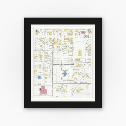 Old map wall art mockup — black gallery frame with white mat — Sanborn Fire Insurance Map from Lakeside, Ottawa County, Ohio (1927), Sheet #0005