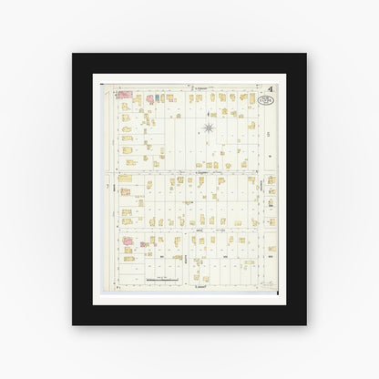 Old map wall art mockup — black gallery frame with white mat — Sanborn Fire Insurance Map from Clyde, Sandusky County, Ohio (1906), Sheet #0004