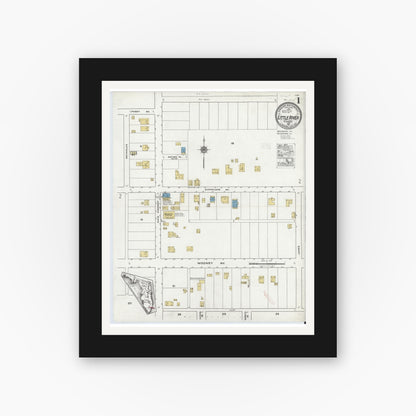 Old map wall art mockup — black gallery frame with white mat — Sanborn Fire Insurance Map from Little River, Dade County, Florida (1921) - Complete Map Set