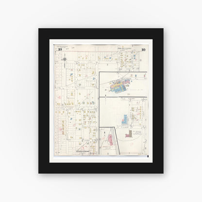 Old map wall art mockup — black gallery frame with white mat — Sanborn Fire Insurance Map from Port Washington, Ozaukee County, Wisconsin (1949), Sheet #0010