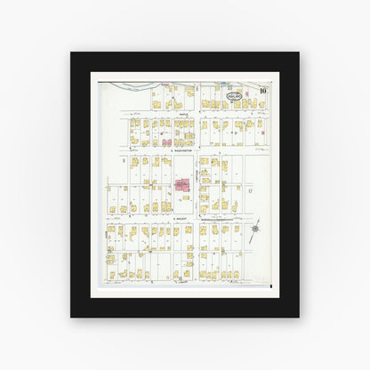 Old map wall art mockup — black gallery frame with white mat — Sanborn Fire Insurance Map from Ashland, Ashland County, Ohio (1919), Sheet #0010