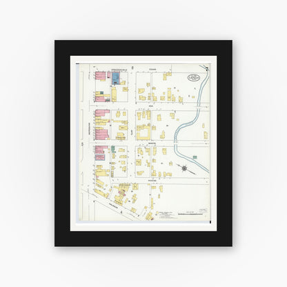 Old map wall art mockup — black gallery frame with white mat — Sanborn Fire Insurance Map from Lapeer, Lapeer County, Michigan (1909), Sheet #0007