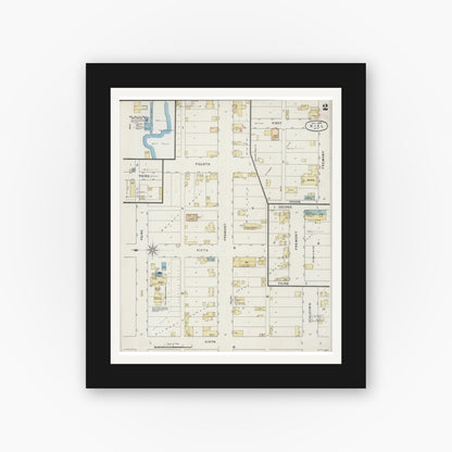 Old map wall art mockup — black gallery frame with white mat — Sanborn Fire Insurance Map from Kiel, Manitowoc and Calumet Counties, Wisconsin (1894) - Complete Map Set