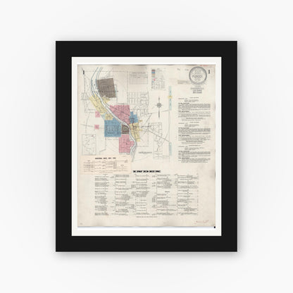 Old map wall art mockup — black gallery frame with white mat — Sanborn Fire Insurance Map from Dundee, Kane County, Illinois (1940), Sheet #0001