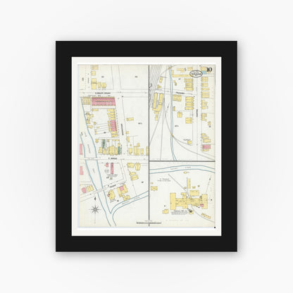Old map wall art mockup — black gallery frame with white mat — Sanborn Fire Insurance Map from Tamaqua, Schuylkill County, Pennsylvania (1902), Sheet #0010