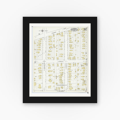 Old map wall art mockup — black gallery frame with white mat — Sanborn Fire Insurance Map from Traverse City, Grand Traverse County, Michigan (1920), Sheet #0032